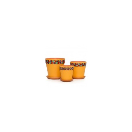 Набор керамических горшков 3шт Калейдоскоп оранжевый клен (12, 15, 18 см)