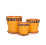 Набор керамических горшков 3шт Калейдоскоп оранжевый клен (12, 15, 18 см)