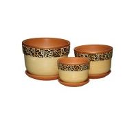 Набор керамических горшков 3шт Леопард фундук (11,6,14,8,18,3)см