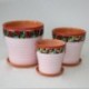 Набор керамических горшков 3шт Пиксель светло-розовый клен (12,15,18)см