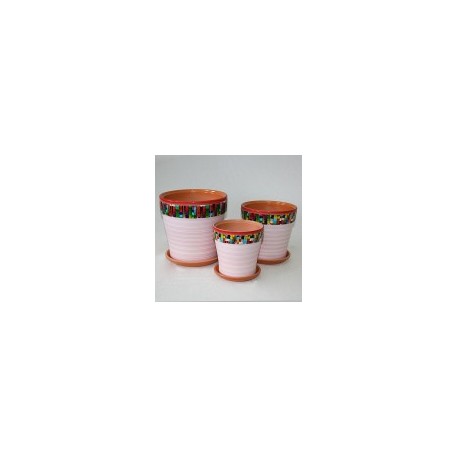 Набор керамических горшков 3шт Пиксель светло-розовый клен (12,15,18)см