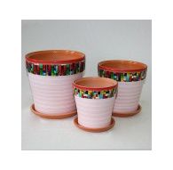 Набор керамических горшков 3шт Пиксель светло-розовый клен (12,15,18)см