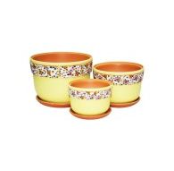 Набор керамических горшков 3шт Сказка желтый фундук (11,6,14,8,18,3) см