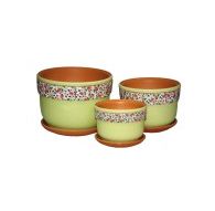 Набор керам. горшков 3шт Сказка зеленый фундук (11,6,14,8,18,3) см