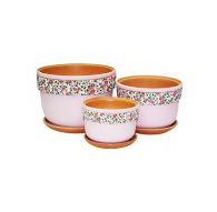 Набор керамических горшков 3шт Сказка розовый фундук (11,6,14,8,18,3) см