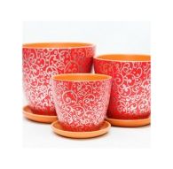 Набор керам. горшков 3шт Скань красный крокус (12, 15, 18 см)