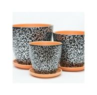 Набор керамических горшков 3шт Скань черный крокус (12, 15, 18 см)