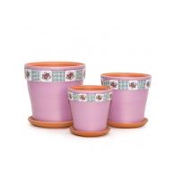 Набор керамических горшков 3шт Уют розовый клен (12,15,18)см