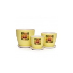 Набор керамических горшков 3шт Шанхай желтый крокус (15, 18, 21 см)