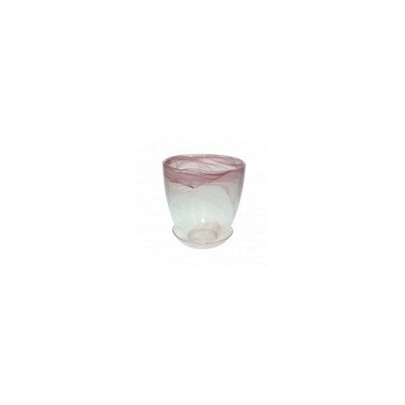 Горшок с поддоном алебастровый №3 розовый d14,5, h15.5 ШИФОН