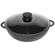 Вок чугун d26см h9.3см стекл/кр