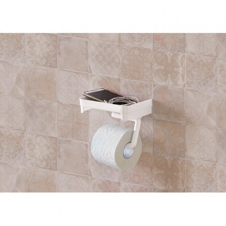 Держатель для туалетной бумаги с полочкой 185х110х140мм белый