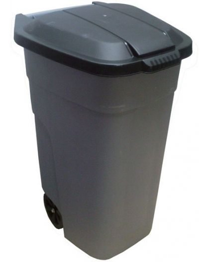Бак для мусора с крышкой на колесах 110л серый 515х545х840мм