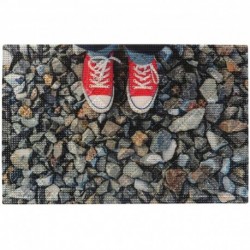 Коврик придверный грязезащитный Фотопринт Кеды на камнях 40*60см