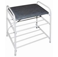 Банкетка-этажерка для обуви 2-х ярусная, с мягким сиденьем (серый)