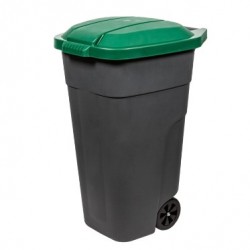 Бак для раздельного сбора мусора с крышкой на колесах 110л зеленый 515х545х840