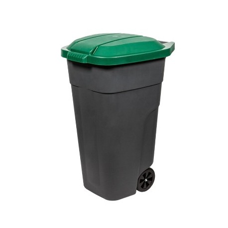 Бак для раздельного сбора мусора с крышкой на колесах 110л зеленый 515х545х840