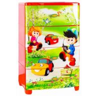 Комод широкий детский Машинки красный 555х435х895мм