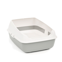 Лоток для кошек (с высокими бортами и сеткой) серый 505х390х235мм